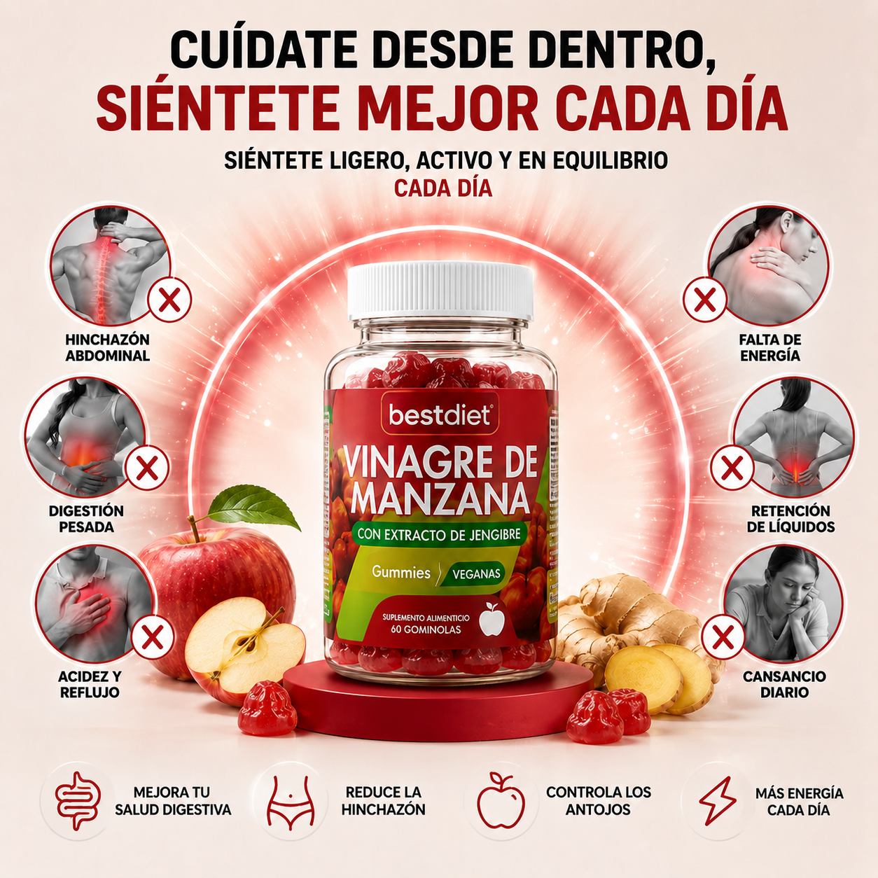 Despídete de la Hinchazón y los Antojos, y Recupera la Salud de tu Intestino con BestDiet Gummies